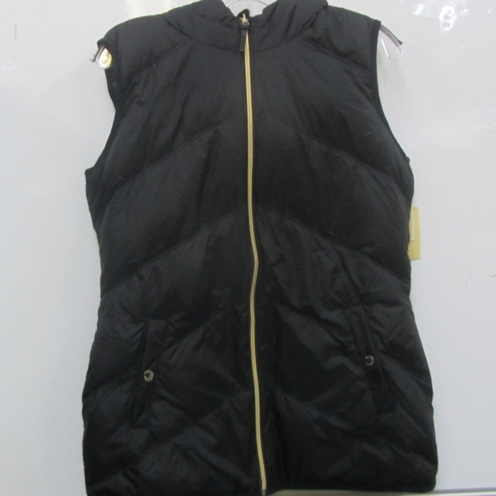 Michael Kors Black Puffer Down Fill Vest with Hood Size M